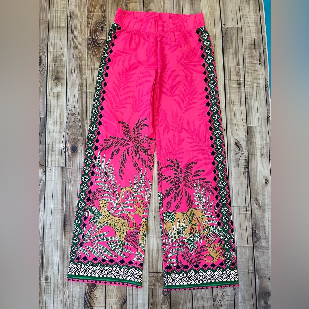 Vibrant Pink Tropical Pants Bal Harbour Palazzo | Multi Wild Side Lilly Pulitzer